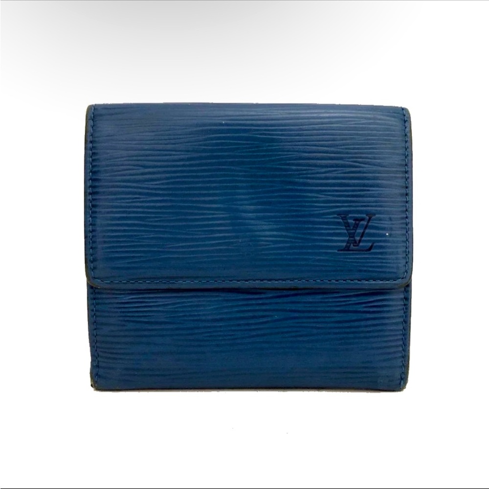 Louis Vuitton Epi Porte Feiulle Elise Credit Leather Trifold Wallet Blue